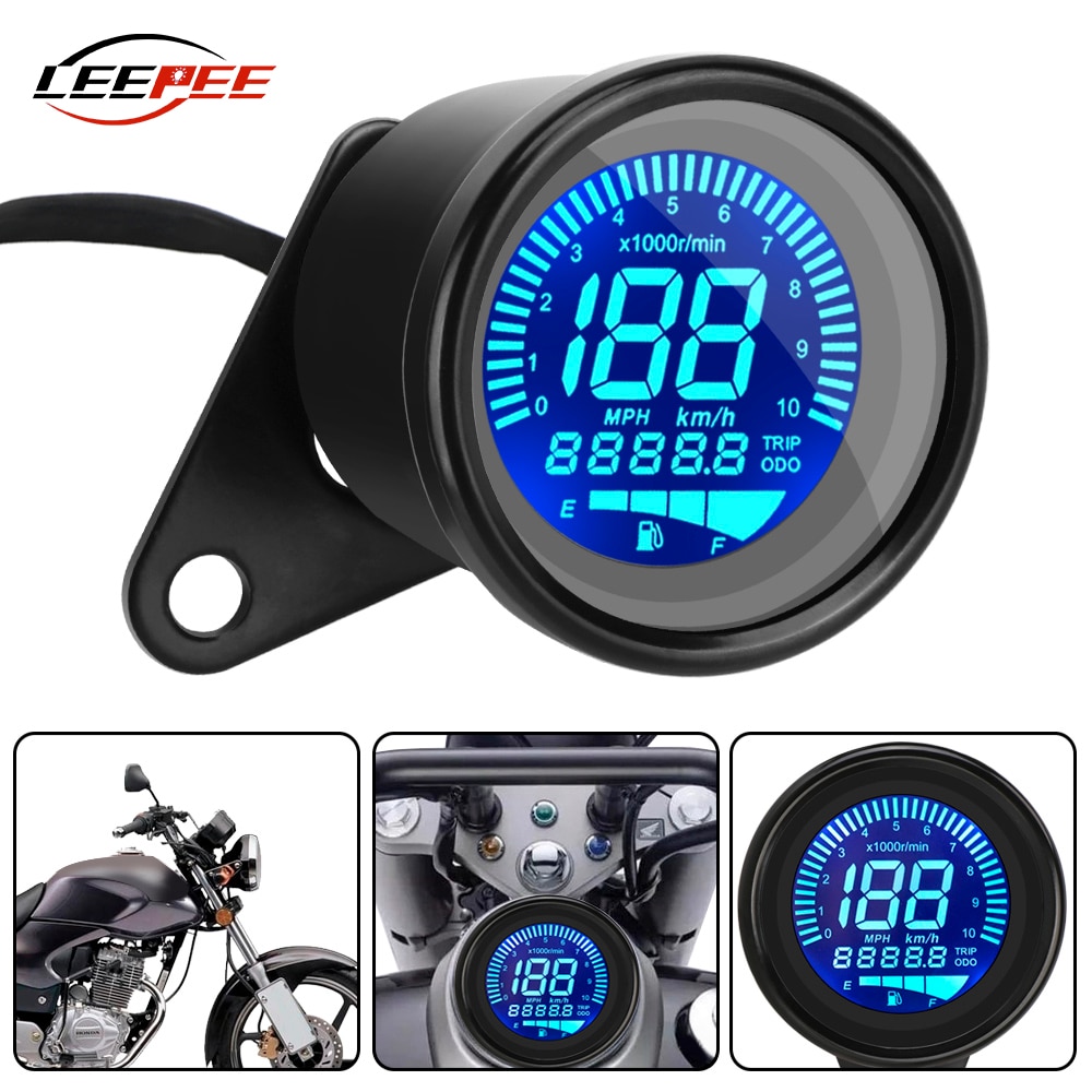 Digital Motorcycle Speedometer Replacement Tachometer Indicator Odometer Retro Meter Scooter Moto Accessories LED Decoration