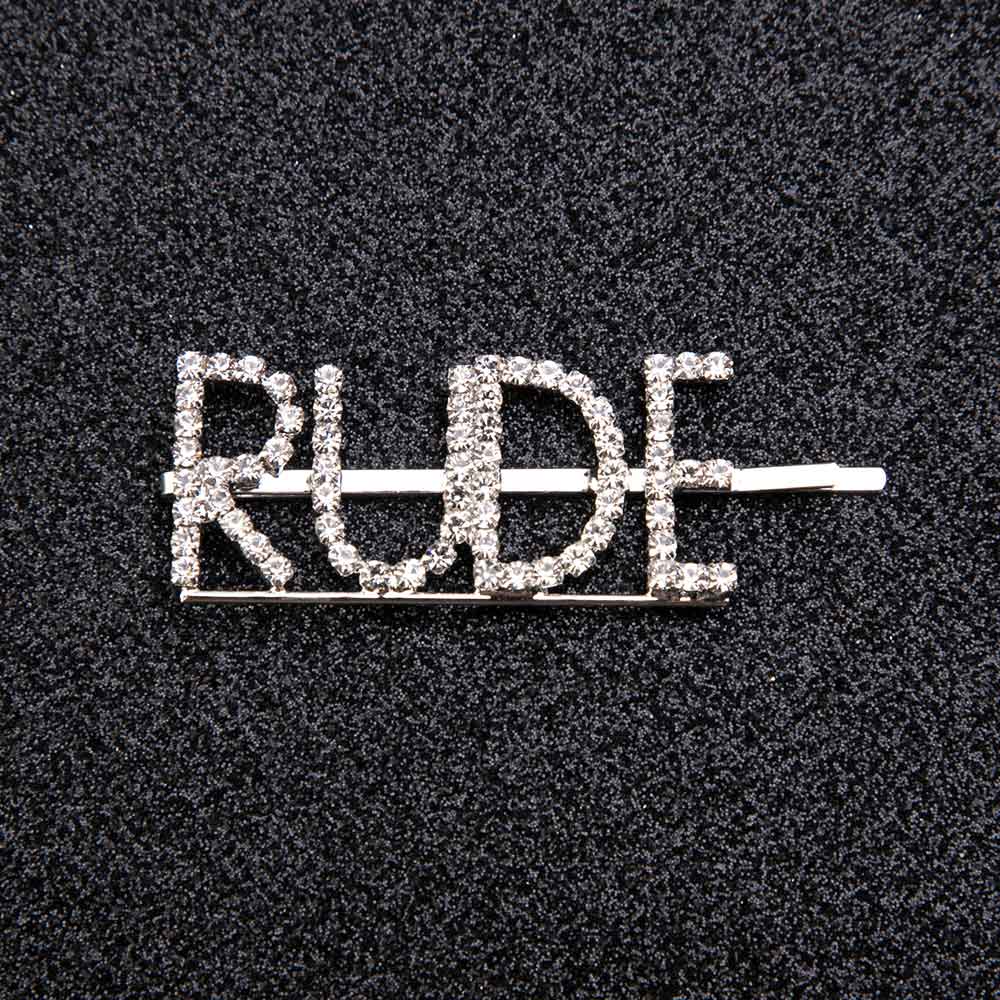 Bling glimmende strass steentjes letter haarspeldjes voor vrouwen zilveren haarspelden kristallen woorden haarspeldjes stylingtool aangepaste haaraccessoires: Brutaal