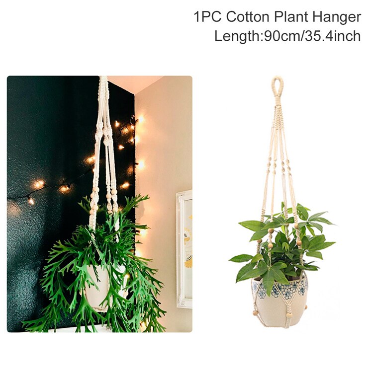 Macramé hecho a mano colgador de plantas cestas soporte para macetas balcón colgante maceta cesta decoración cuerda de elevación suministros de jardín para el hogar: Lavanda