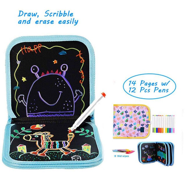 Portable Child Doodle Boards Repeatable Wiping Child Drawing Book Writing Board Scribble Boards Double Sided Toys Drawing: C