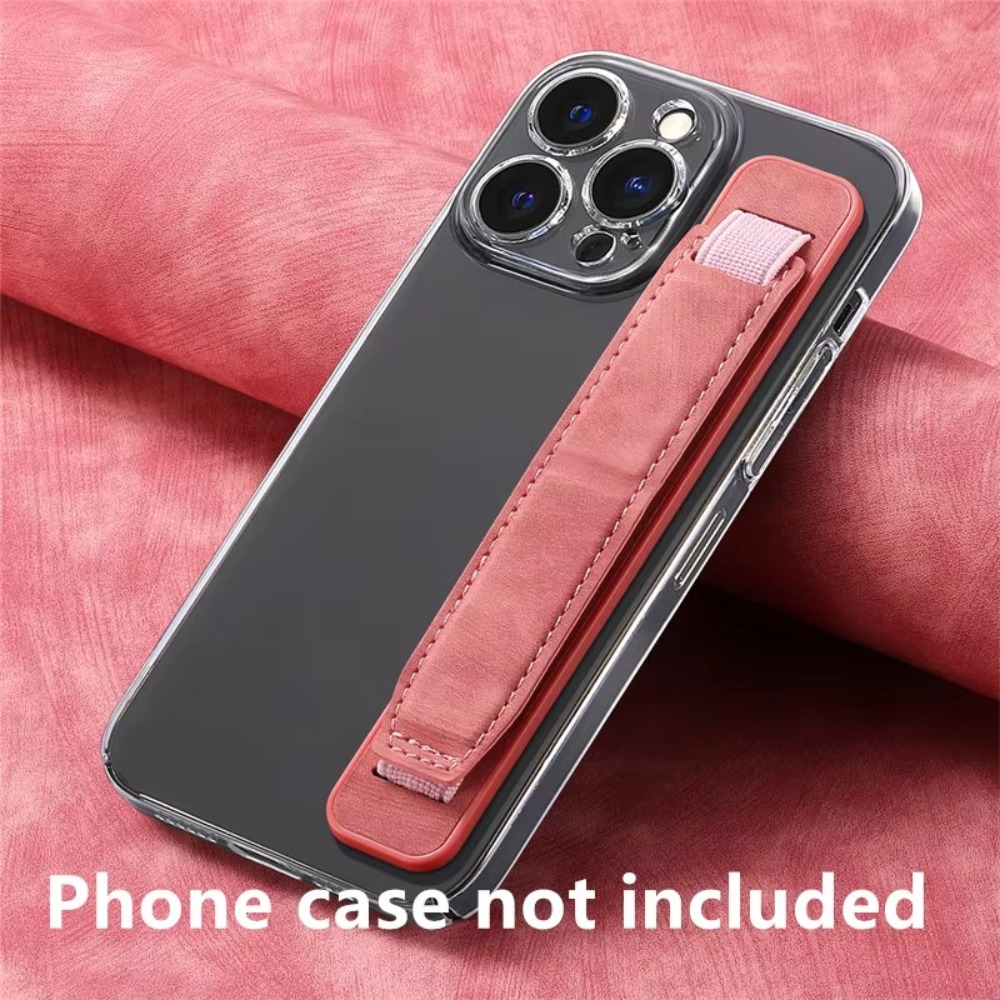 Bracelet de téléphone portable en cuir PU, sangle de poignée de doigt télescopique, support de téléphone portable universel pour la plupart des smartphones: YELLOW