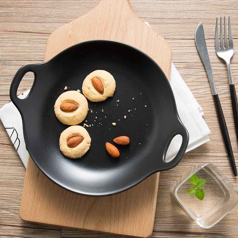 Japanese Simple Style Ceramic Ear Plate Dinner Breakfast Fruit Plate Food Tray Porcelain Home Restaurant Dinnerware 1pcs