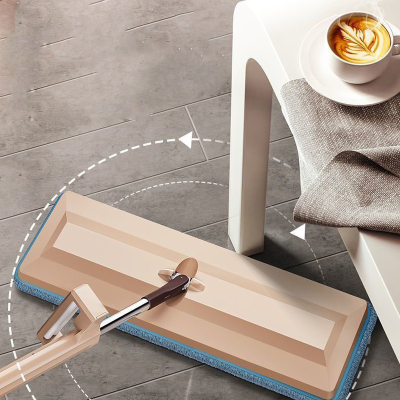 Grand balai serpillière plat à pression automatique, à double usage sec et humide, pour le nettoyage du plancher en bois