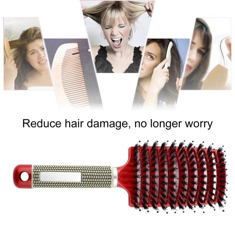 Women Men Hair Scalp Massage Comb Bristle & Nylon Hairbrush Wet Curly Detangle Hair Brush for Salon Hairdressing Styling Tools
