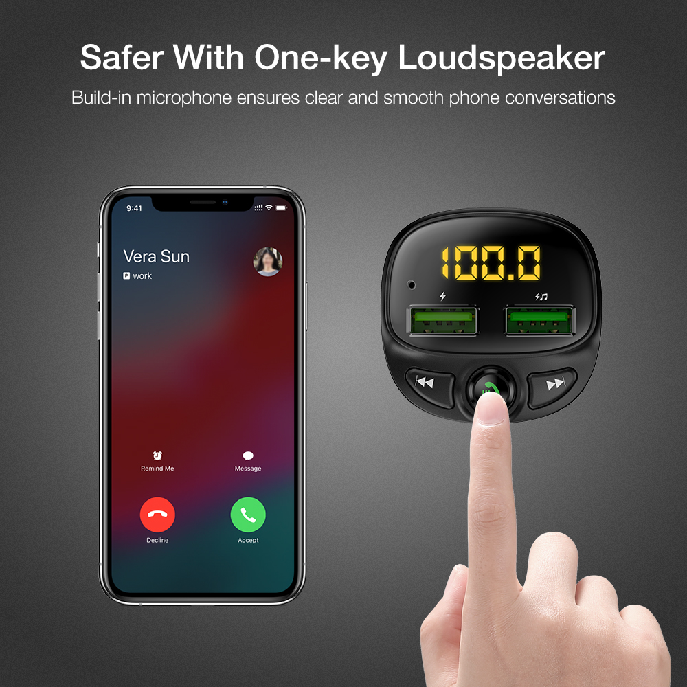 Novedoso pack de Multi-funcional 3.4A Cargador de Coche Rápido transmisor FM reproductor Bluetooth USB Dual encendedor de cigarrillos MP3 TF música de coche Kits de coche