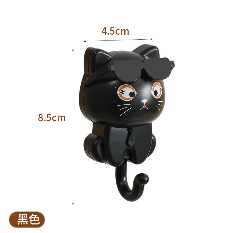 Ganchos para gatitos, gancho de pared para gatos de dibujos animados, colgador para colgar en la pared, soporte para llaves, utilidad de almacenamiento para el hogar, decoración de pared para ropa y sombrero, 4 Uds.: Azul oscuro