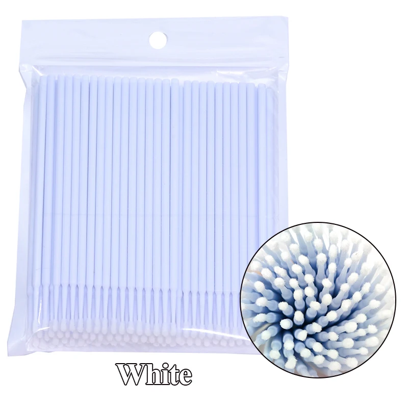 100Pcs Eyelash Cleaning Brush Lash Extension Micro Cotton Swab Individual Eyelashes Microbrush Beauty Makeup Clean Remover Tools: Blue