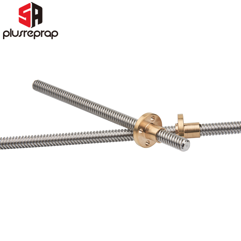 2PCS T8 8mm Lead Screw 350mm with Brass Nut Bore 8mm Lead Trapezoidal Spindle Screw Lead Screw Rod T Shape Linear Rail Bar Shaft