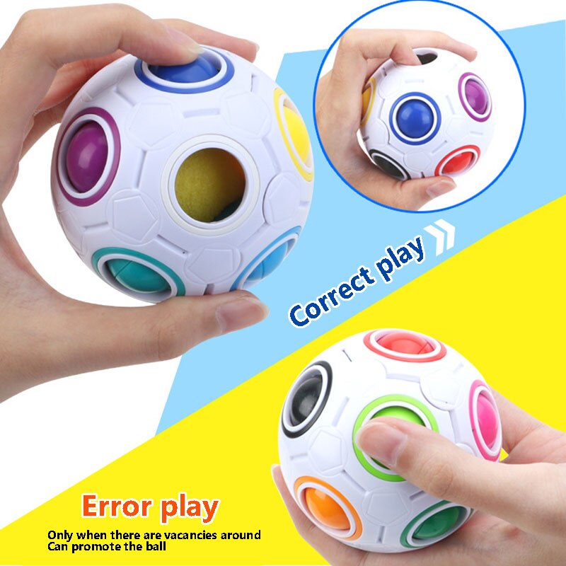 Magic Spherical Speed Rainbow Puzzles Ball Football Kids Educational Learning Puzzle Toys for Children Adult