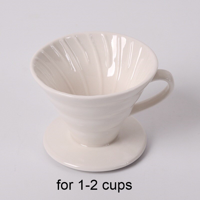 Keramische Koffie Druppelaar Motor V60 Stijl Koffie Drip Filter Cup Permanente Giet Over Koffiezetapparaat Brewer met Aparte Stand Cafe: White S