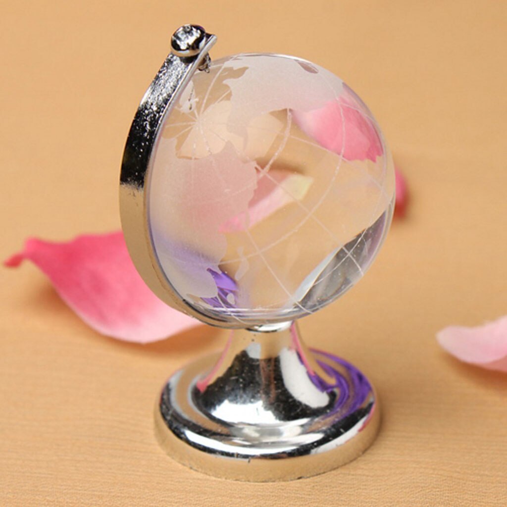 Fengshui decor Vaastu Paperweight Crystal Ball Silver w Stand Crystal Globe