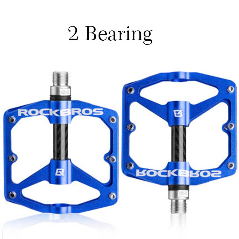 ROCKBROS Anti-slip Bicycle Pedals 4 Sealed Bearings Mountain Bike Pedal Ultralight MTB Pedals Aluminium Alloy Cycling Falt Pedal: Blue 1