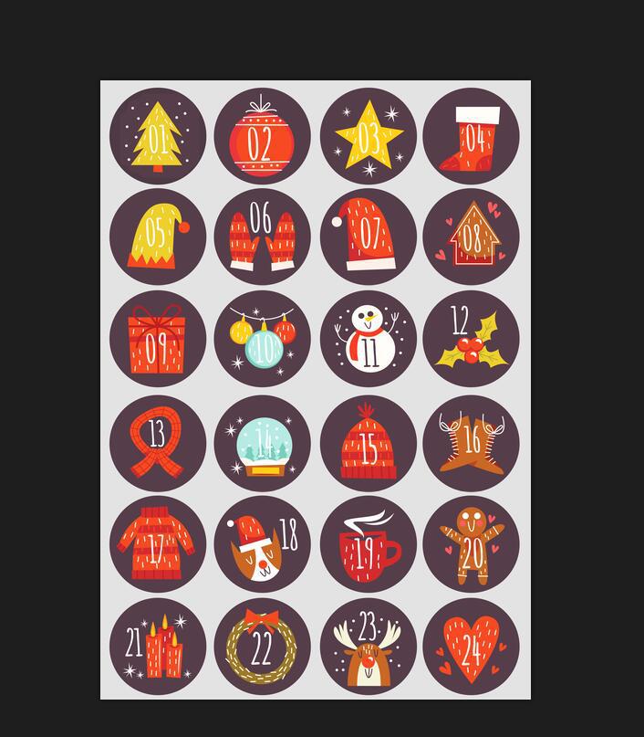 Merry Christmas Stickers Advent Calendar Number Paper Stickers Multi-Function DIY Crafts Packaging Labels Decor Tools: 11