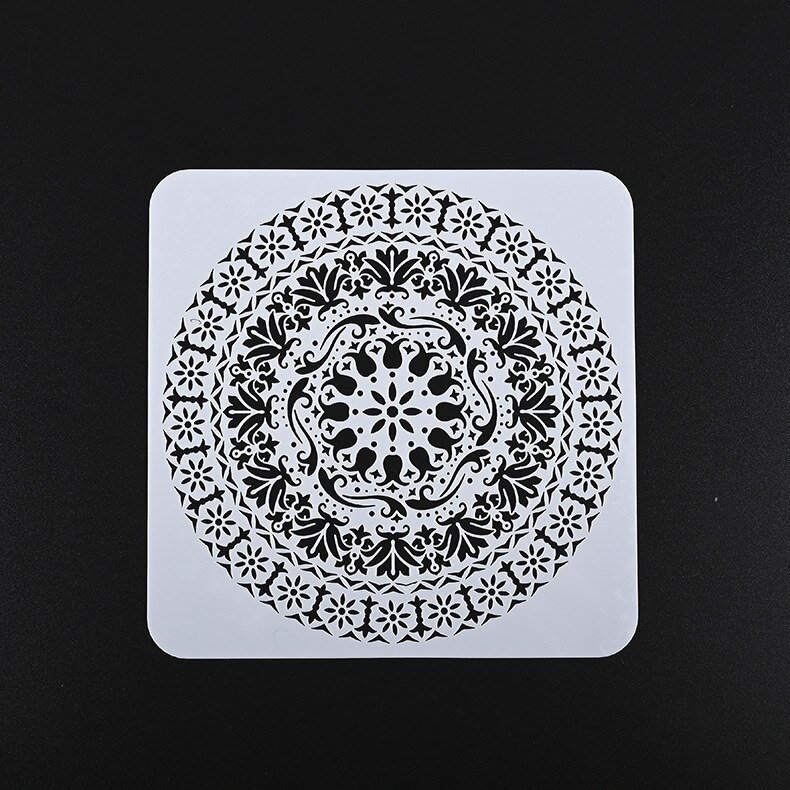 9 Stks/pak 20*20Cm Plastic Stensils Muur Bloem Ronde Geometrische Sjablonen Voor Schilderen Stencil Ambachten Grote Mandala Decoratieve