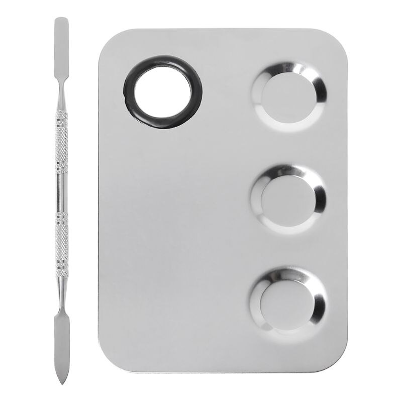 Stainless Steel Paint Palette Tray Mixing Rod Spatula Set For Nail Art Supply School Supplies Watercolor Oil Painting Makeup: big square