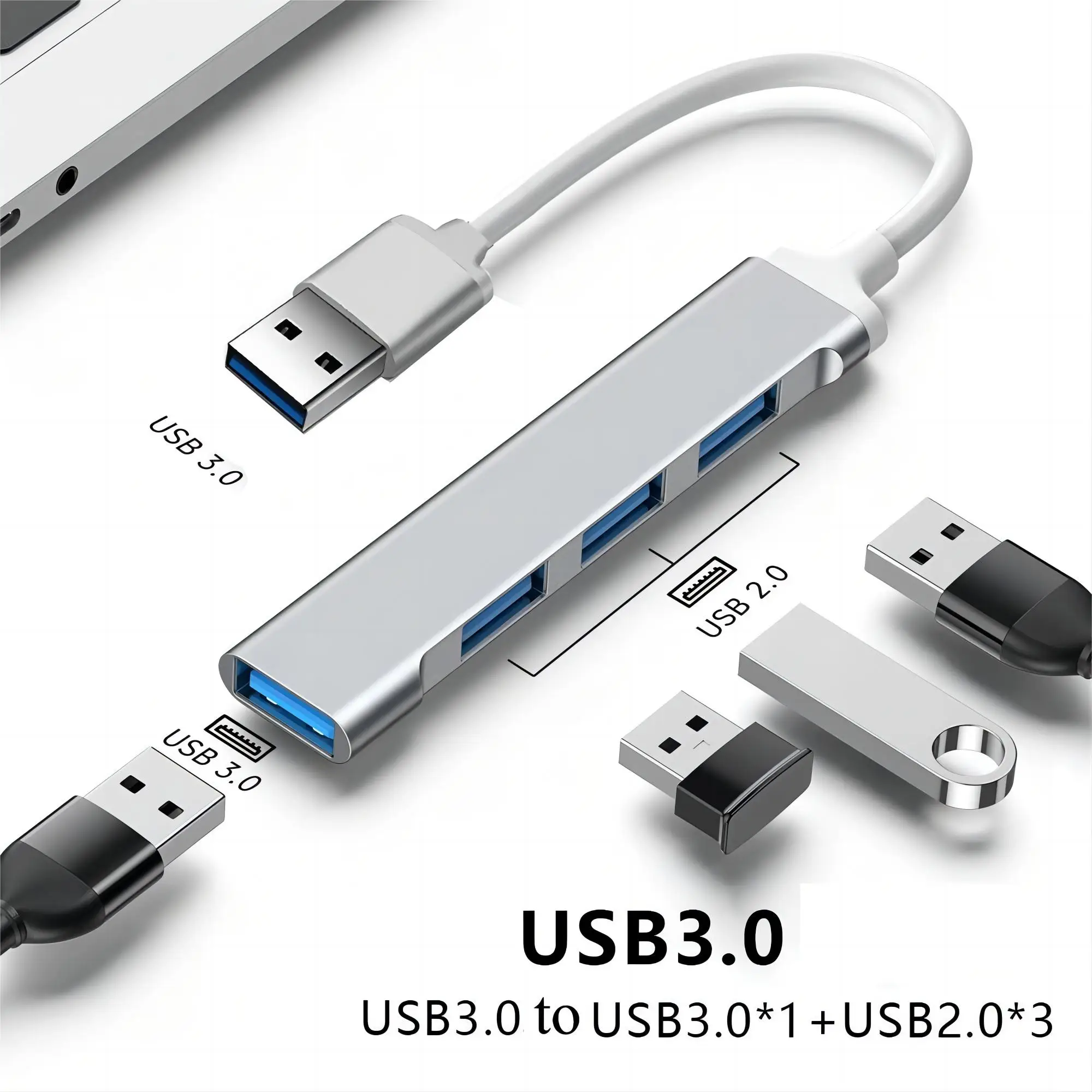 4 poorten USB HUB TYPE C Hubs USB C Docking Station USB 3.0 Splitter OTG Adapter 5G Hoge Snelheid voor PC Laptop Macbook Accessoires