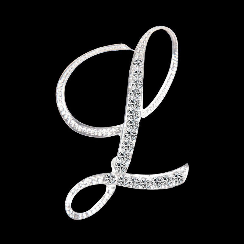 Rhinestone Crystal Broches Beginletter Broche A-S revers Spelden en Broches Clip Naam Sieraden Voor Vrouwen Mannen Wedding: L