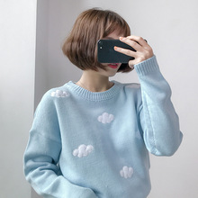 Gagarich , suéteres de invierno para mujeres, ropa coreana, suéteres de nubes dulces, suéter de talla grande para mujeres, Tops Kawaii: Sky blue