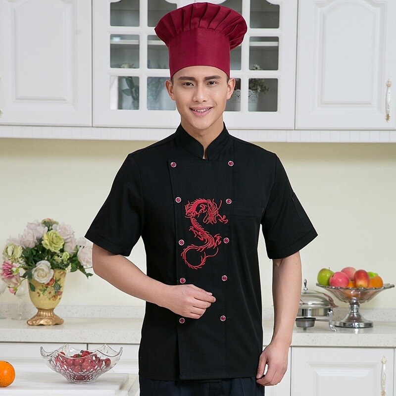 Arrived Restaurant Chef Jackets,Woman Chef's Uniform,Concise Baker's Work Wear Short Sleeve Kitchen Work Wear B-5976