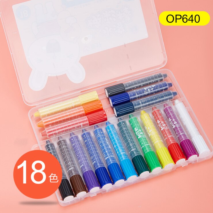 12/18/24/36 Crayons Cartoon children pastel washable rotating colorful stick water-soluble brush color pen kindergarten: 18colors