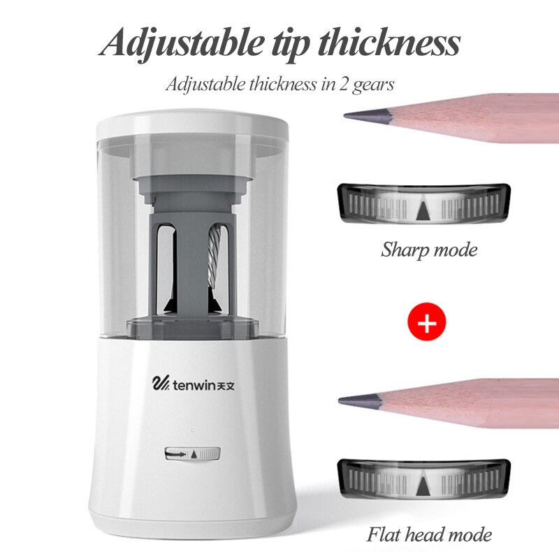Tenwin Fully Automatic Pencil Sharpener Safe Children's Electric Mechanical Pencil Cutter Stationery Auto Pencil Sharpener 8018
