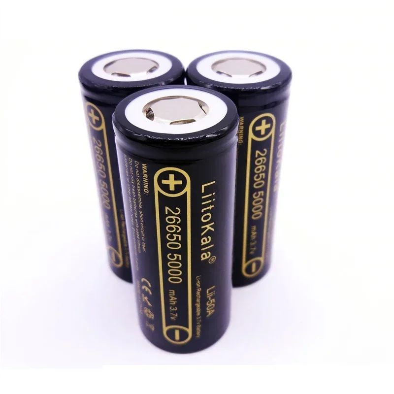 LiitoKala 3.7V 26650 5000mah Li-ion Rechargeable Battery For Strong Flashlight, Power batteries 20A Discharge Capacity