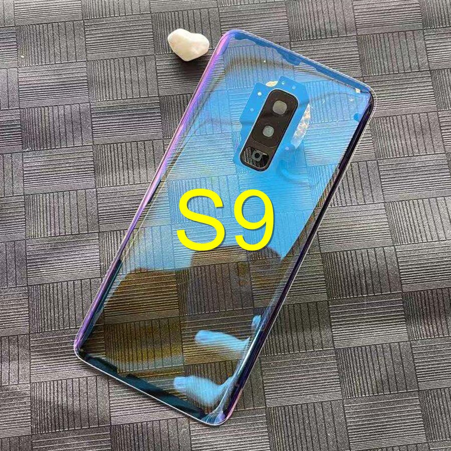 Clear Cover For Samsung Galaxy S8 S9 Plus S10 5G Back Battery Cover Rear Housing Door Glass Panel With Camera Lens Replacement: S9-BlueClear