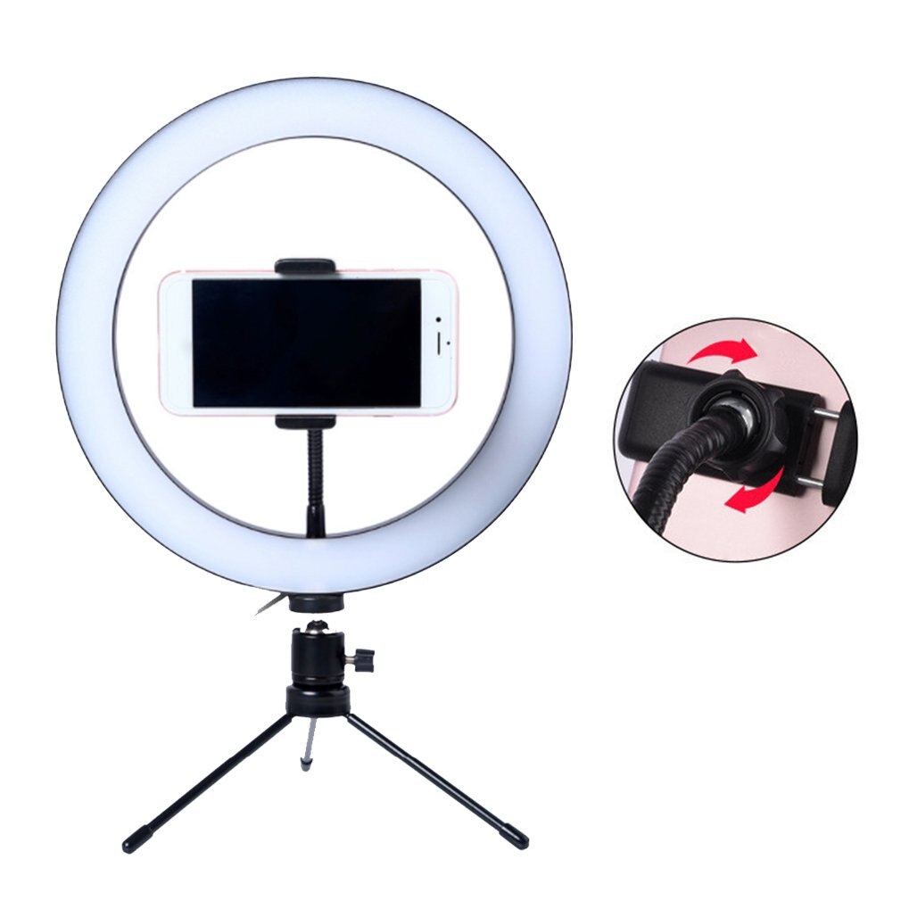 CHAUDE Photographie Licht Dimbare Studio LED Caméra Anneau Licht Foto Telefoon Lampe Vidéo Selfie Support