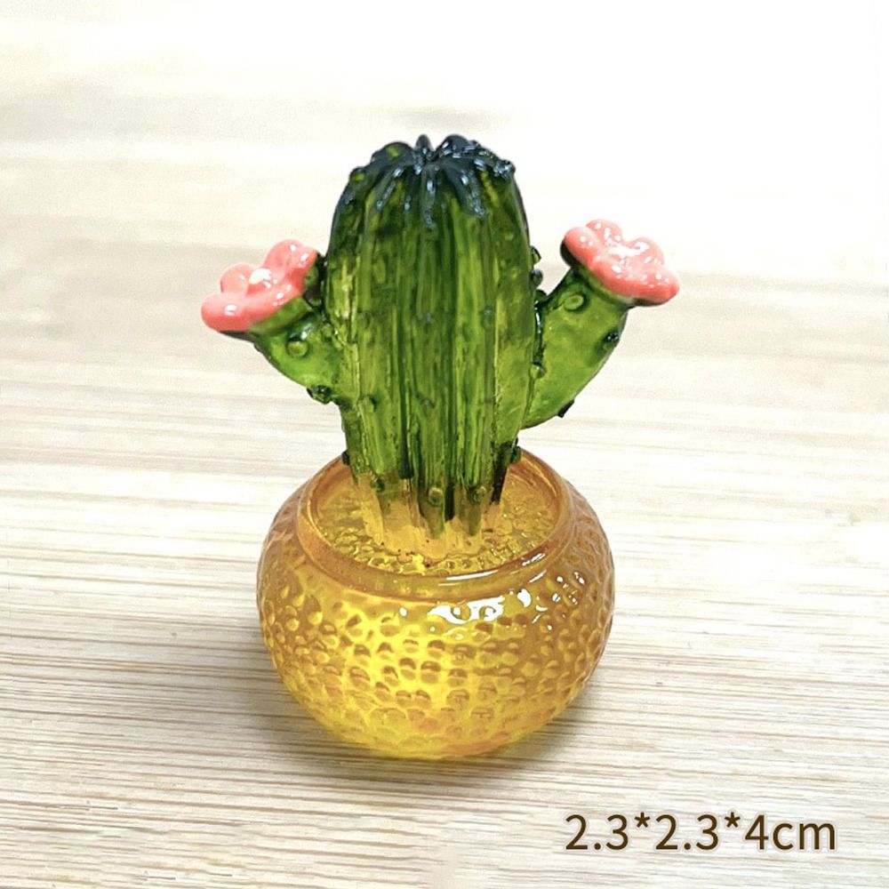 Cartoon Cactus Bonsai Decor Resin Crafts Transparent Fleshy Mini Cactus Figurines Realistic Simulated Cactus Home Accessories: Light Grey
