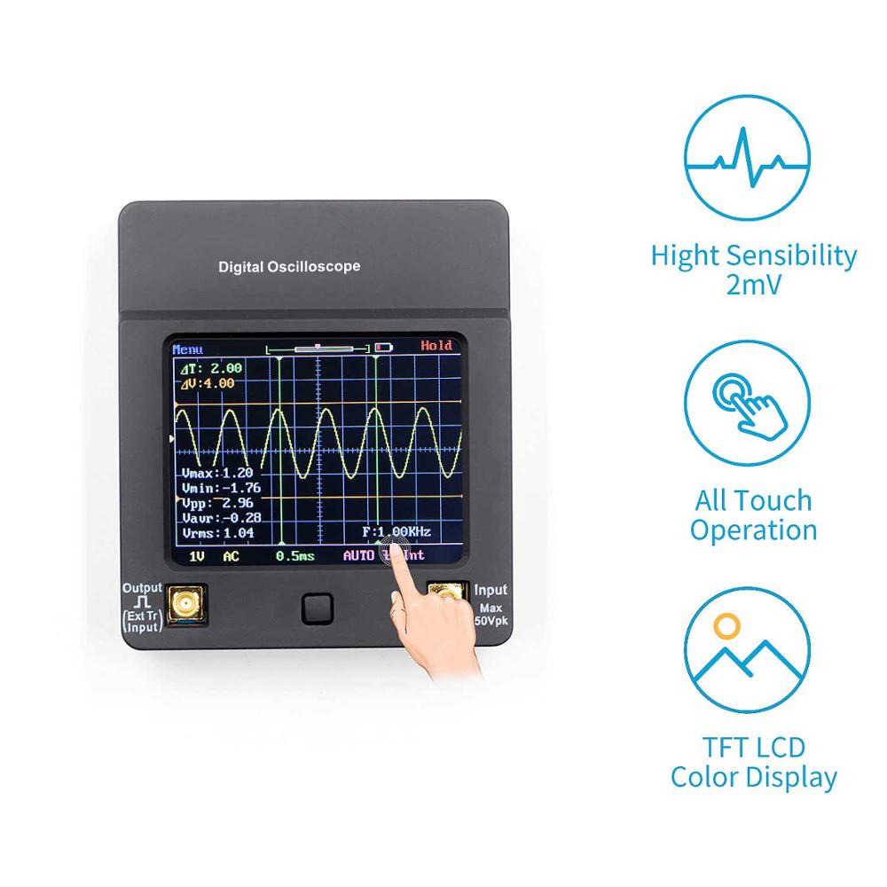 Dso 112a tft mini digitalt oscilloskop pekskärm portabelt usb oscilloskop gränssnitt 2 mhz 5 msps