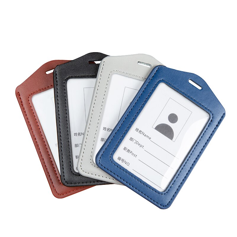 Leather student access Card Holder Employee Name ID Card Cover Metal Work Certificate Identity Badge Business Case