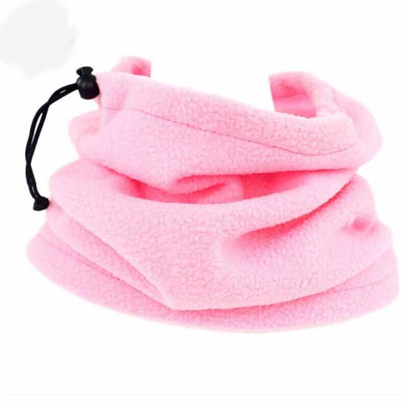 1PC 3in1 Unisex Beanie Hats Ski Snood Scarf Women Men Thermal Fleece Scarf Snood Neck Warmer Face Mask Winter Spring: Pink