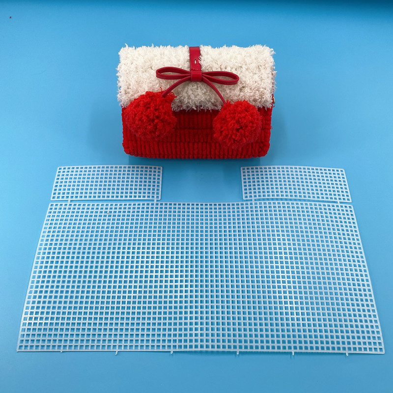 Sac en plastique en tissu à mailles pour bricolage, sacs tissés, plaque de grille pratique, tapis, crochet, fournitures artisanales, point de croix, loquet, plaque de grille