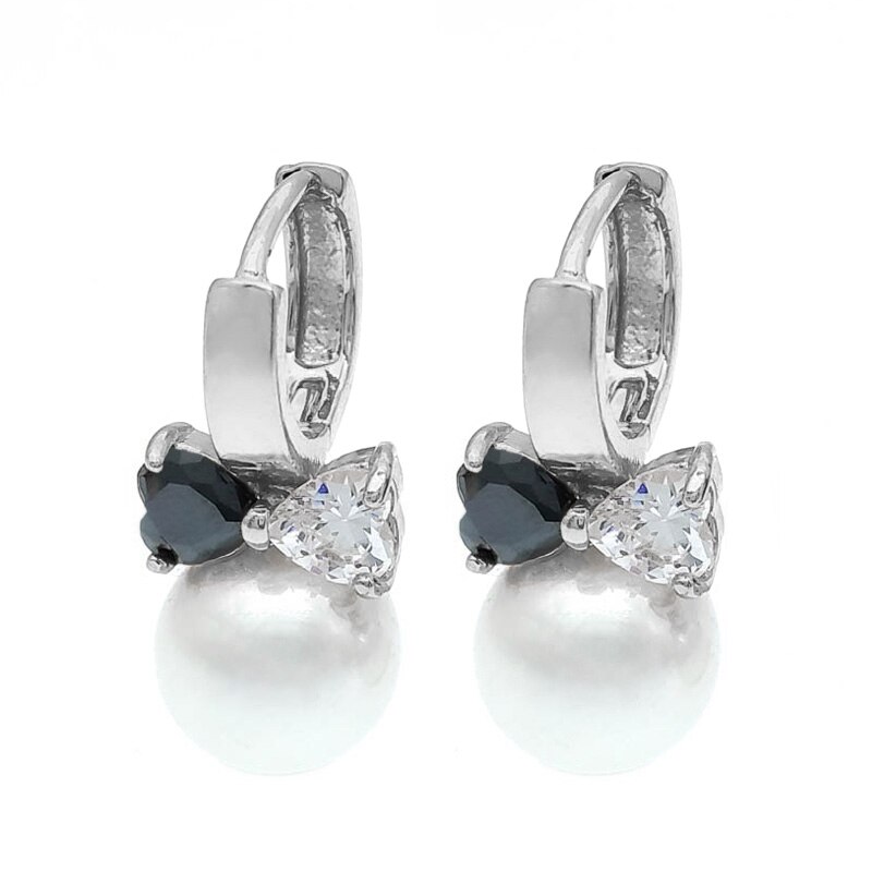 Di cristallo Del Cuore Della Perla Orecchini A Cerchio in Oro Orecchino Donne Pendientes Perla Aretes Parel Oorbellen Orecchini Perle Orecchini E0310: E0310WB