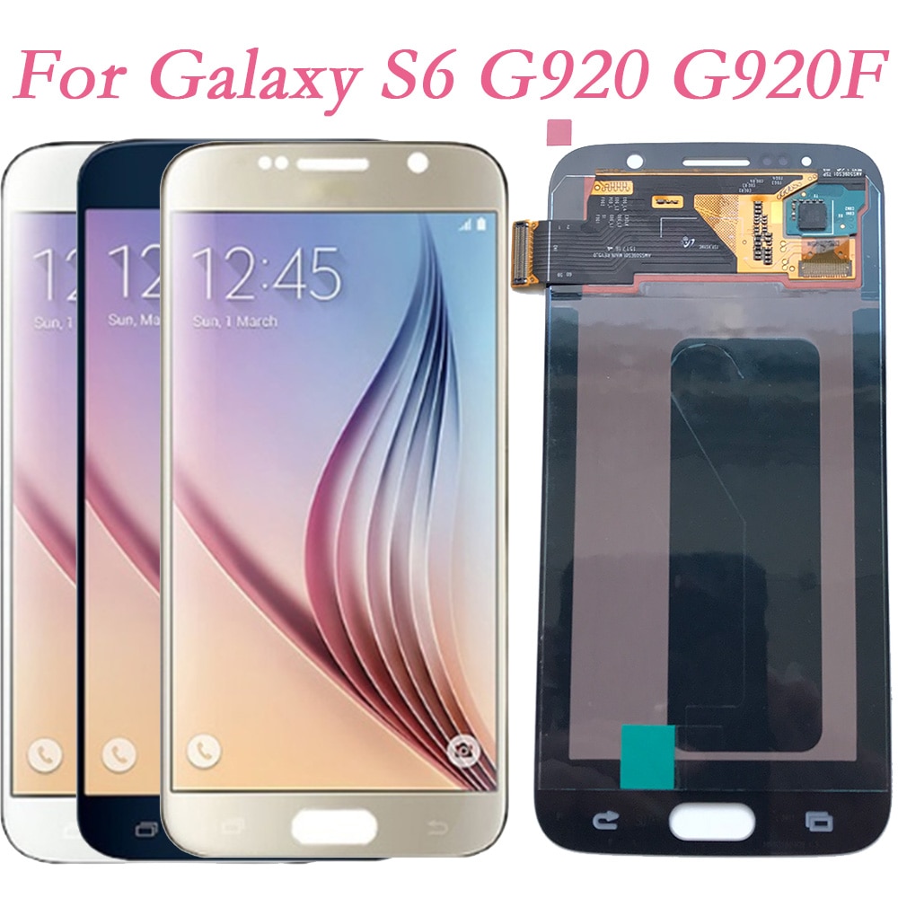 Super Amoled Voor Samsung Galaxy S6 G920F G920I Touch Screen Digitizer Lcd Display Frame Voor Samsung G903 G920FD G920FQ Geen frame