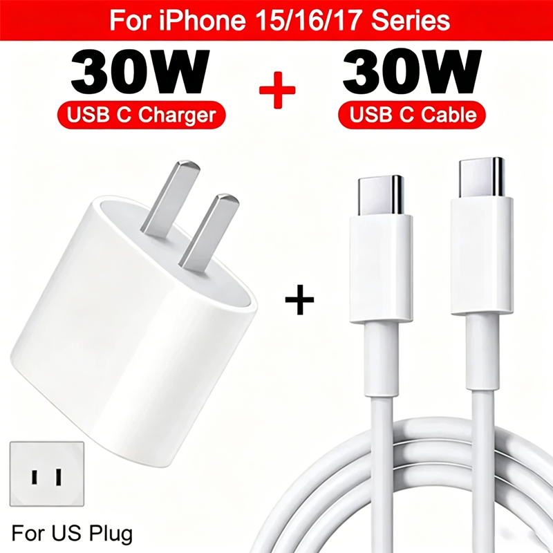 30W USB-C snellader voor iPhone 13 15 17 14 12 11 16 Pro Max Plus PD-lader oplaadkabel accessoires: CH