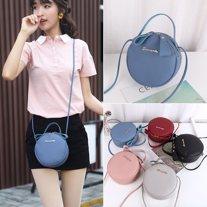 Mini Vrouwen Tassen Koreaanse Schoudertas Kleine Ronde Messenger Bag Dames Handtas Schouder Mobiele Telefoon Zak