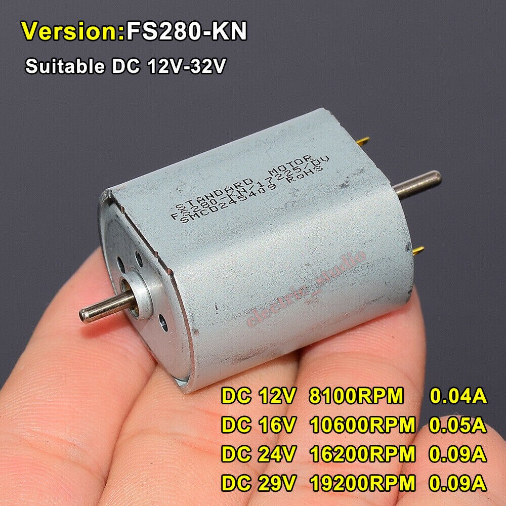 Standaard FS280-KN Motor / FP280-KN Motor Dc 16V 29V Grote Koppel Dual As High Speed Deurslot Van auto