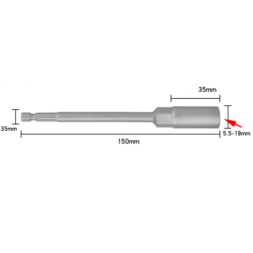 Perceuse électrique de 5.5 à 19mm de long, 1 pièce, tête de douille, écrou de tournevis, embout de perceuse à percussion, adaptateur clé à douille, barre d&#39;extension 150mm