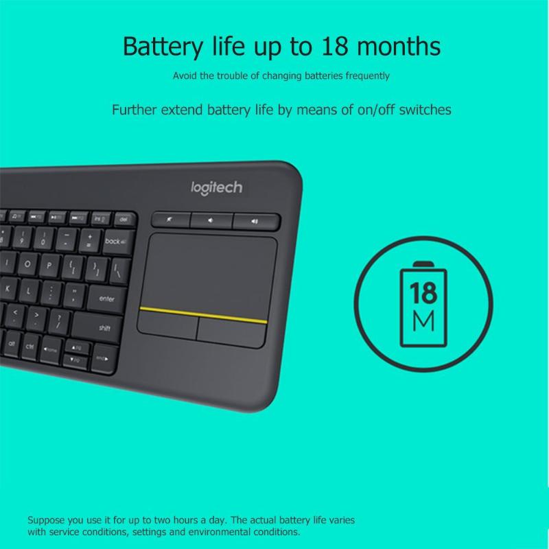 Teclado táctil inalámbrico Logitech K400 PLUS con panel táctil remoto, 2,4 Ghz, receptor unificador, teclado para Android, PC, portátil, Smart TV
