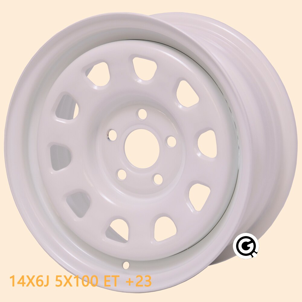 14inch steel wheel 14X6J 5X100 offset 23 white polo rims 5 holes