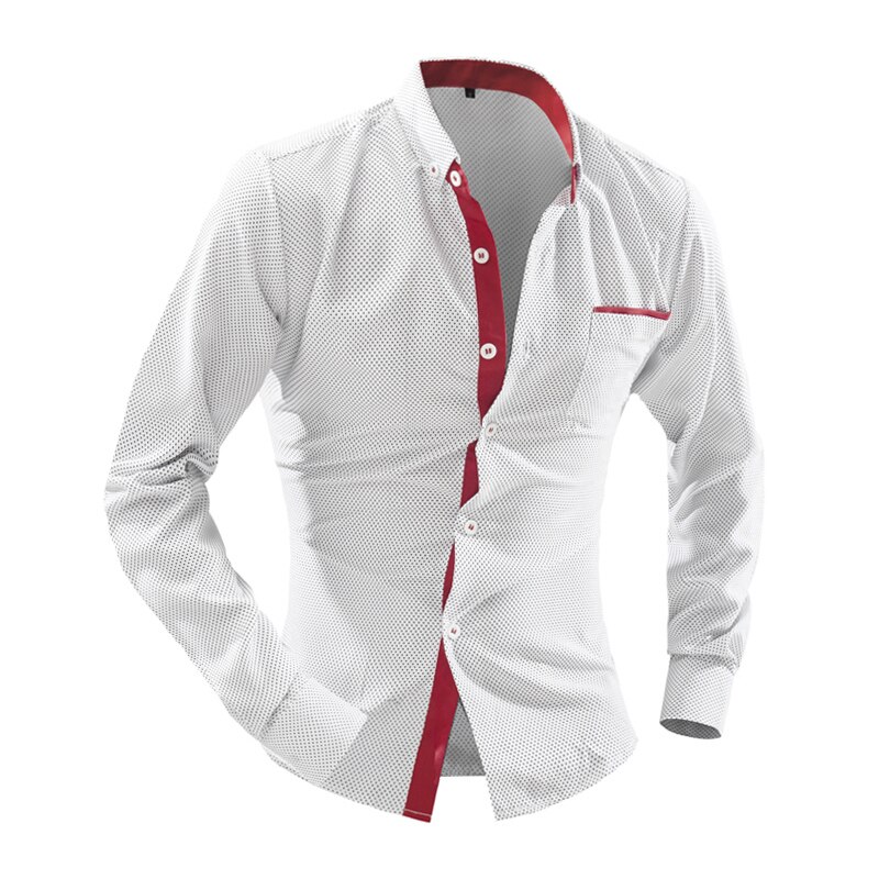 stijl UK classic jongen shirts M-2XL volledige mouw jonge mens casual shirt stippen Slim fit gratis