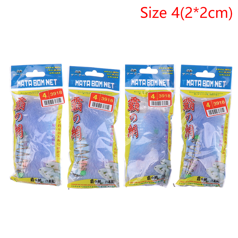 4 stks/partijen Duurzaam Vis Aas Netto Nylon Opvouwbare Vissen Lente Net Met Lichtgevende Kralen Netting Voor Nachtvissen Shoal Werpnetten: WHITE