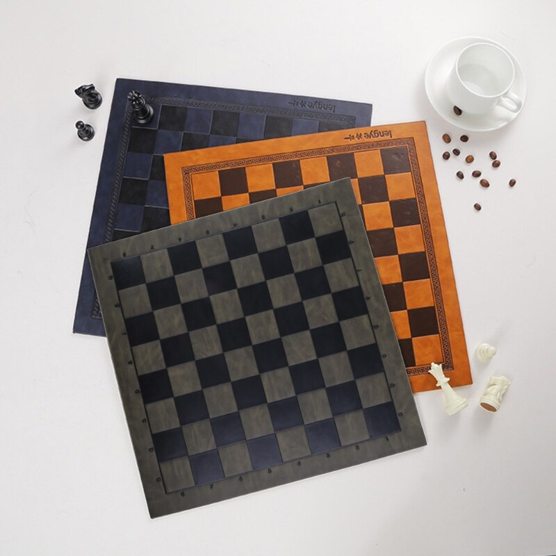 Reliëf Lederen Internationale Schaken Bordspellen Mat Checkers Universele Schaakbord