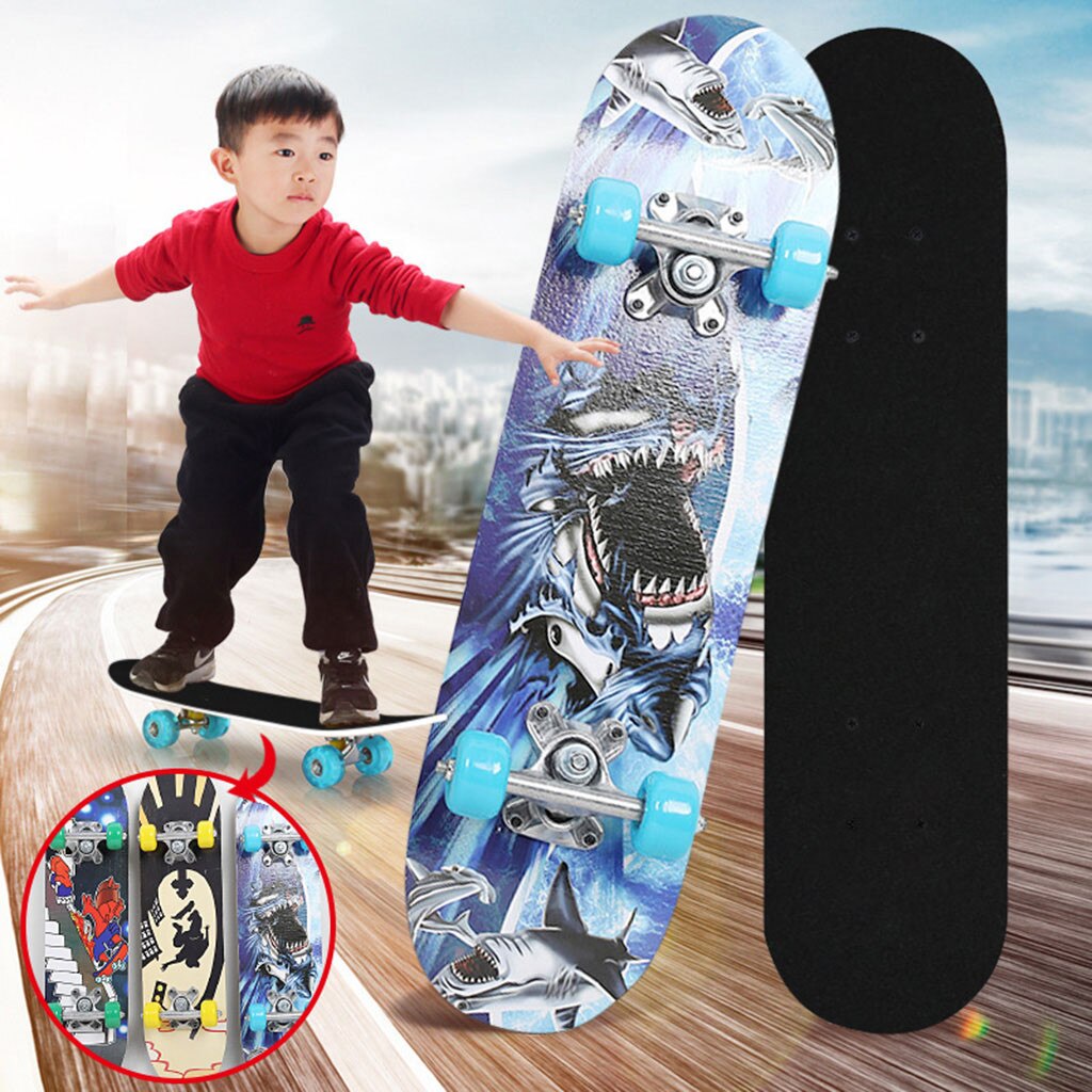 Unisex Houten Skateboard Kinderen Beginner Single-Warp Skateboard Vier-Wiel Flash Skateboard Travel Road Borstel Straat Jul3