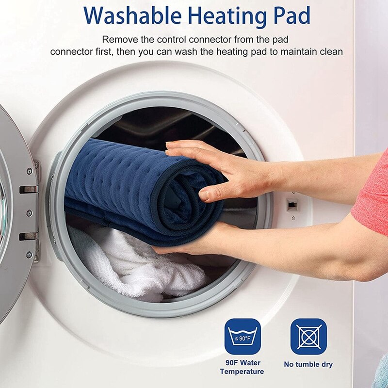 Electric Heating Pad With Automatic Shut-Off, 5 Timer Settings, Fast Heating Pad With 6 Heat Settings,30 X 60Cm EU Plug