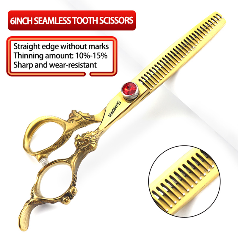 6- inch echte haarschaar, exclusief voor kappers in de kapsalon, tondeuseset met platte tanden, haarknipgereedschap: Wit