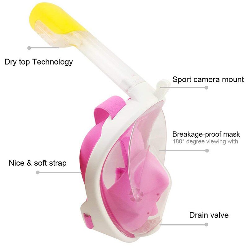 Swimming Snorkeling Mask Underwater for Diving Full Face Snorkel Anti Fog Anti-Leak Beach Sea Swim Pool Accessories Adult Child