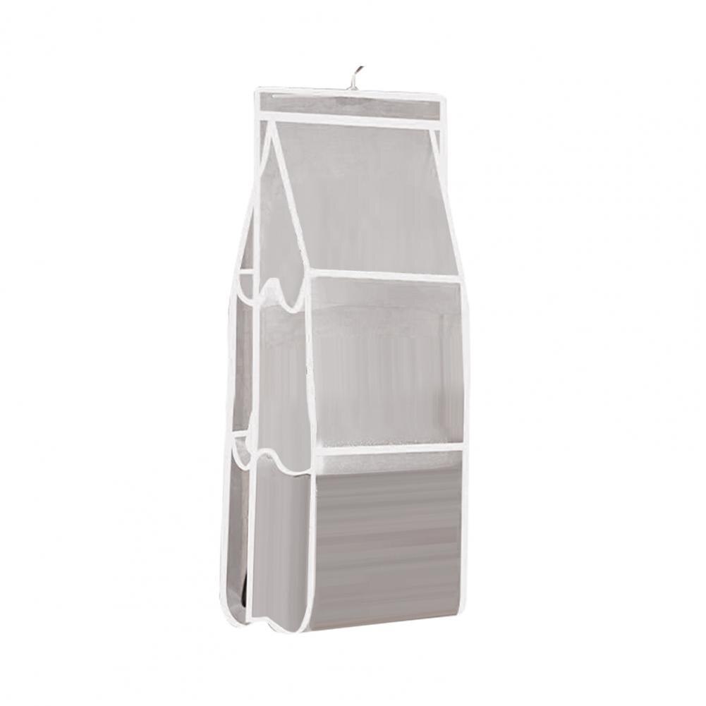 Estante de almacenamiento para sala de estar, bolsa organizadora de doble cara con textura fina de 4 colores, soporte colgante grueso: White / 6Grid