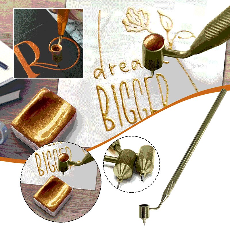 Schuine Fine-Lijn Verf Pen Grote Vloeistof Schrijver Pen Schrijver Verf Applicator Pen 0.5Mm Art Supplies Tekening Pennen levert Goud 1X